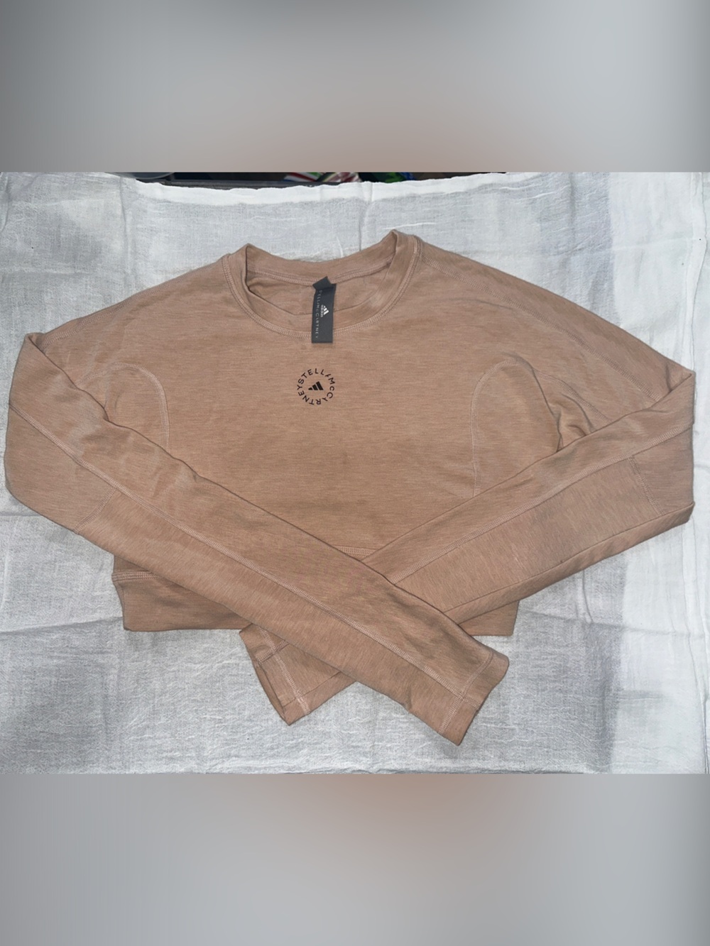 Adidas by Stella McCartney Cropped Crewneck Sweater in Light Tan